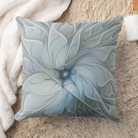 エレガント美しいモダン抽象芸術フラクタルアートフラワー クッション (ブランケット)