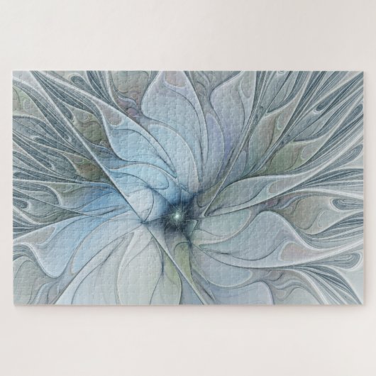 エレガント美しいモダン抽象芸術フラクタルアートフラワー ジグソーパズル (横)