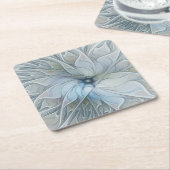 エレガント美しいモダン抽象芸術フラクタルアートフラワー スクエアペーパーコースター (アングル)