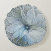 エレガント美しいモダン抽象芸術フラクタルアートフラワー ラウンドクッション (裏面)