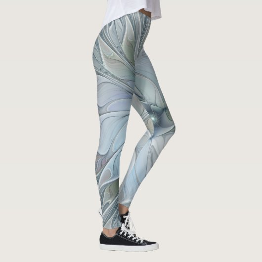 エレガント美しいモダン抽象芸術フラクタルアートフラワー レギンス (右)