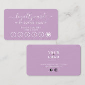 エレガント美しいロゴ薄紫ロイヤリティカード ロイヤリティカード (正面/裏面)