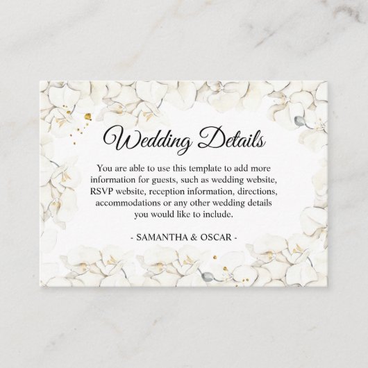 エレガント美しい白い蘭のフレーム エンクロージャーカード (正面)