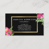 エレガント美しい花模様ブラックとフェイク金ゴールド 名刺 (裏面)