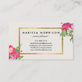 エレガント美しい花模様ヴィンテージホワイトおよびフェイク金ゴールド 名刺 (裏面)