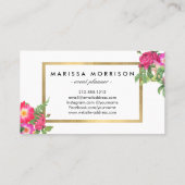 エレガント美しい花模様白とフェイク金ゴールド 名刺 (裏面)