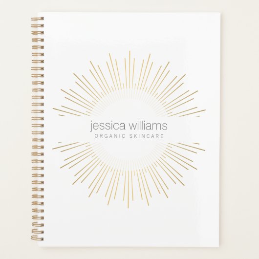 エレガント美しい金ゴールド日が差すことアポイントメント帳 プランナー手帳 (正面)