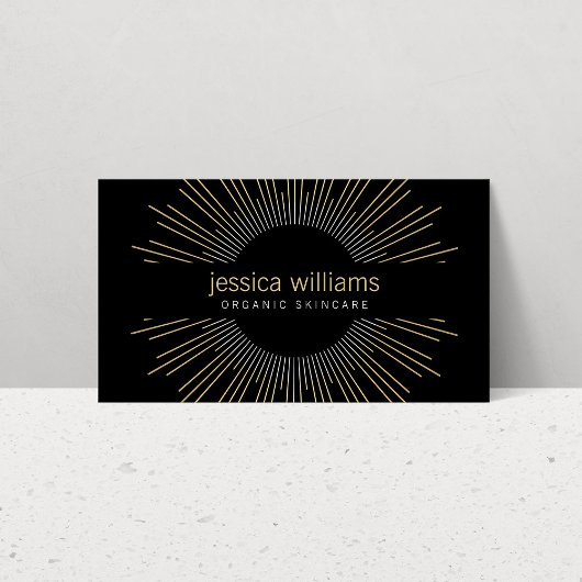 エレガント美しい金ゴールド日が差すことオンブラック 名刺