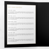 エレガント美しい金ゴールド日が差すことブラックパンフレット 三つ折りカード (内部最初)