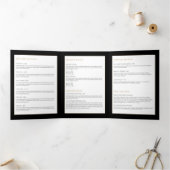 エレガント美しい金ゴールド日が差すことブラックパンフレット 三つ折りカード (内部)