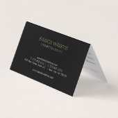 エレガント美しい金ゴールド日が差すことブラック折り畳み 名刺 (裏面)