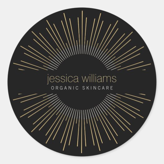 エレガント美しい金ゴールド日が差すことブラック ラウンドシール (正面)