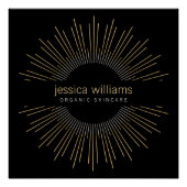 エレガント美しい金ゴールド日が差すことロゴの黒 ポスター (正面)