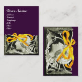 エレガント美しい黒と白，黄色の紫 名刺 (正面/裏面)