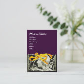 エレガント美しい黒と白，黄色の紫 名刺 (スタンド正面)