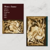 エレガント美しい/お辞儀と花の女性，茶色 名刺 (正面/裏面)