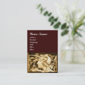 エレガント美しい/お辞儀と花の女性，茶色 名刺 (スタンド正面)