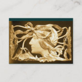 エレガント美しい/お辞儀と花の女性，茶色 名刺 (裏面)