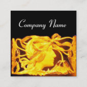 エレガント美しい/女性と金ゴールド黄色の弓、花 スクエア名刺 (裏面)