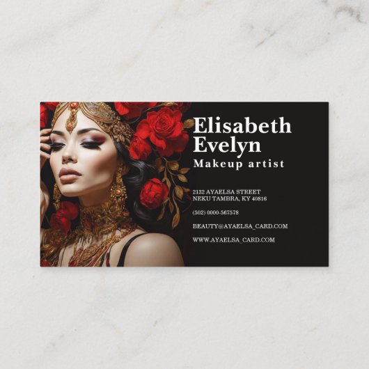 エレガント美しい：赤いバラと金ゴールドgt56 名刺 (裏面)