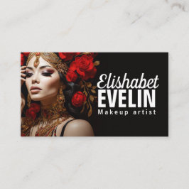 エレガント美しい：赤いバラと金ゴールドgt56 名刺