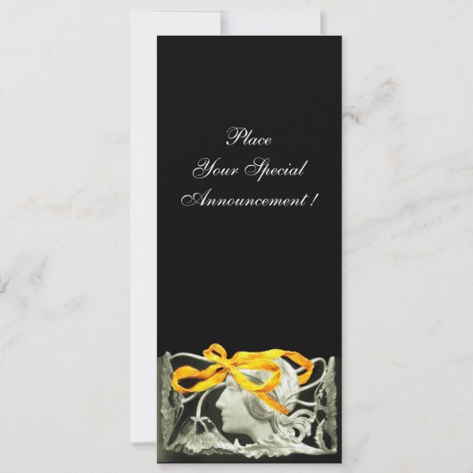 エレガント美しい/黄色い弓と花の女性 セーブザデート (裏面)