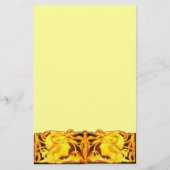 エレガント美しい/黄色い弓と花の女性 便箋 (正面)
