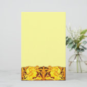 エレガント美しい/黄色い弓と花の女性 便箋 (スタンド正面)