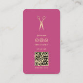エレガント美容師ピンク金ゴールドはさみ理容師 名刺 (裏面)