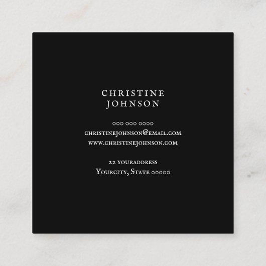 エレガント美容師ロゴ スクエア名刺 (裏面)