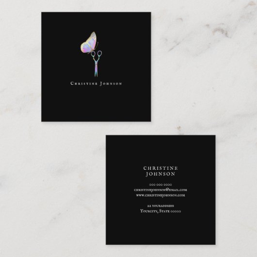 エレガント美容師ロゴ スクエア名刺 (正面/裏面)