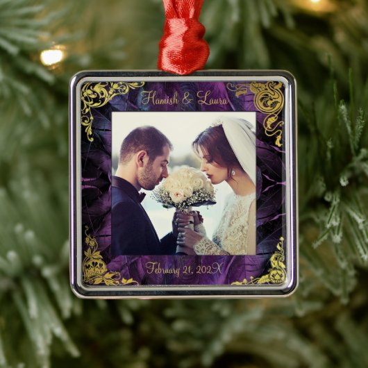 エレガント羽金ゴールド縁ど形見 メタルオーナメント (ツリー)