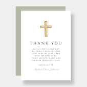 エレガント聖化緑の宗教十字第1聖餐式 サンキューカード