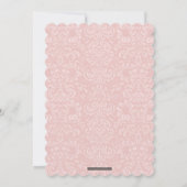 エレガント聖洗礼ダマスタイリッシュスク文字ピンク 招待状 (裏面)