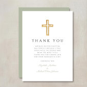 エレガント聖緑の宗教十字洗礼 サンキューカード