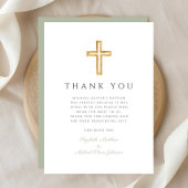 エレガント聖緑の宗教十字洗礼 サンキューカード