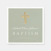 エレガント聖緑の宗教十字洗礼 スタンダードカクテルナプキン (正面)