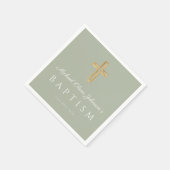 エレガント聖緑の宗教十字洗礼 スタンダードカクテルナプキン (角)