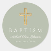 エレガント聖緑の宗教十字洗礼 ラウンドシール (正面)