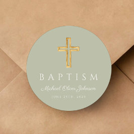 エレガント聖緑の宗教十字洗礼 ラウンドシール