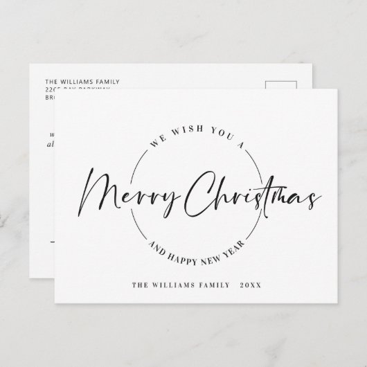 エレガント聖降誕祭のミニマリスト シーズンポストカード (正面/裏面)