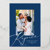 エレガント聖降誕祭の写真シルバー 箔シーズンカード (正面)