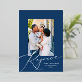 エレガント聖降誕祭の写真シルバー 箔シーズンカード (立ち正面)