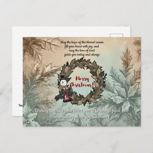 エレガント聖降誕祭の希望、喜び、愛の聖句 シーズンポストカード (正面/裏面)