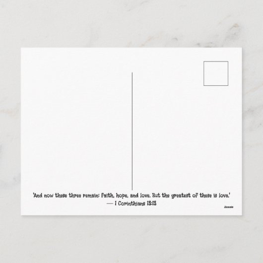 エレガント聖降誕祭の希望、喜び、愛の聖句 シーズンポストカード (裏面)