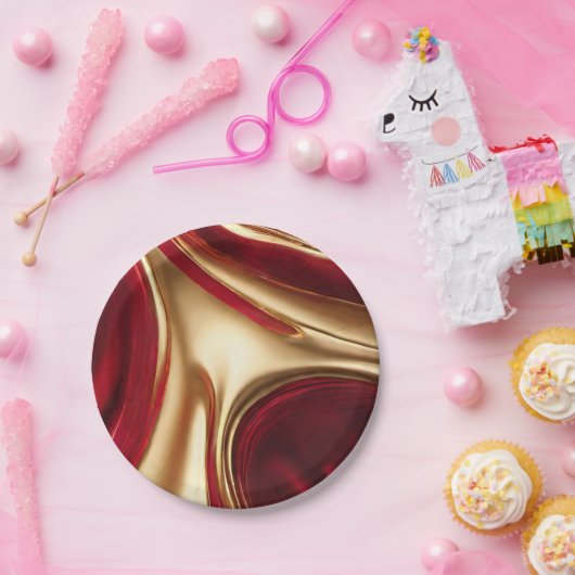 エレガント聖降誕祭の赤と金ゴールド ペーパープレート (パーティー)