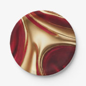 エレガント聖降誕祭の赤と金ゴールド ペーパープレート (正面)