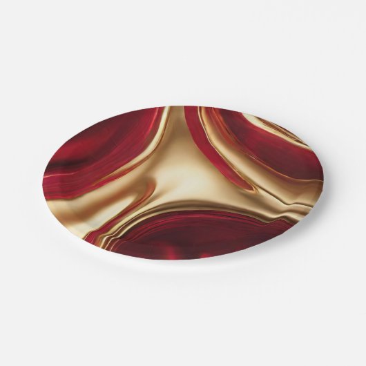 エレガント聖降誕祭の赤と金ゴールド ペーパープレート (アングル)