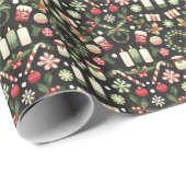「エレガント聖降誕祭、リース、オーナメント、ホリー ラッピングペーパー (ロールコーナー)