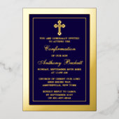 エレガント聖餐式または確認を通過実在する 箔招待状 (正面)